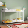 Low Profile Twin Over Twin Metal Bunk Bed with Full-length Guardrails-White