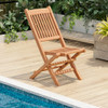 Teak Wood Patio Folding Dining Chair with Slatted Seat