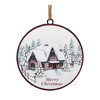 Woodland Winter Cabin Disc Ornament (Set of 12) - 86098