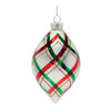 Plaid Glittered Glass Ornament (Set of 6) - 86603