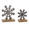 Metal Snowflake on Wood Base (Set of 6) - 86777