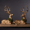 Laying Deer Figurine with Holly Wreath (Set of 2) - 87333