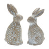 Floral Carved Rabbit Figurine (Set of 2) - 88084