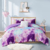 Purple Watercolor Tie-Dye Reversible Comforter Set AND Decorative Pillow 