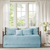 6pc Blue Scalloped Edges Quilted Daybed Set AND Decorative Pillow