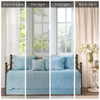 6pc Blue Scalloped Edges Quilted Daybed Set AND Decorative Pillow