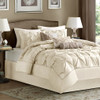 7pc Pleated Ivory Comforter Set AND Decorative Pillows (Laurel-Ivory)