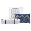 7pc Pleated Navy Blue Comforter Set AND Decorative Pillows (Laurel-Navy)