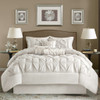 7pc White Pleated Comforter Set AND Decorative Pillows (Laurel-White)