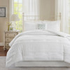 5pc Shabby White Ruffles Comforter Set AND Decorative Pillow (Celeste-White)