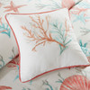 7pc Coral & Teal Beach Starfish Comforter Set AND Decorative Pillows (Peeble Beauch-Coral)