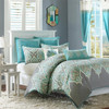 Teal & Grey Updated Paisley Comforter Set AND Decorative Pillows (Nisha-Teal)