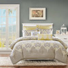 Yellow & Grey Updated Paisley Comforter Set AND Decorative Pillows (Nisha-Yellow)