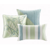7pc Blue & Green Large Stripes Comforter Set AND Decorative Pillows (Carter-Green)