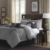 7pc Grey & Black Microsuede Comforter Set AND Decorative Pillows (Connell-Grey)