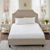 White Cotton Percale Quilted Top Mattress Pad (All Natural-White)