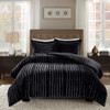 3pc Black Faux Fur Comforter AND Decorative Pillow Shams (Duke-Black)