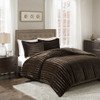 3pc Dark Brown Faux Fur Comforter AND Decorative Pillow Shams (Duke-Brown)