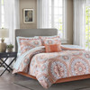 Coral & Aqua Oversize Medallions Comforter Set AND Matching Sheet Set (Serenity-Coral)