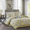 Yellow & Grey Oversize Medallions Comforter Set AND Matching Sheet Set (Serenity-Yellow)