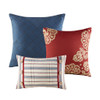 Classic Red Ivory & Blue Floral Comforter Set AND Decorative Pillows (Lucy-Red)