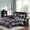 Black & White Plaid Reversible Coverlet Quilt Set AND Decorative Pillow (Harley-Black)