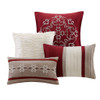 24pc Burgundy & Taupe Embroidered Comforter Set, Sheets, Pillows, Curtains AND More (Jelena-Red)