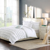 White Reversible Flowing Ruffles Comforter Set AND Decorative Pillows (Waterfall-White)