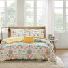 Yellow & Orange Floral Medallion Comforter Set AND Decorative Pillows (Nina-Multi)