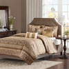 6pc Brown & Gold Jacquard Coverlet Quilt Set AND Decorative Pillows (Bellagio-Brown-cov)