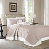 5pc Khaki & Ivory Reversible Textured Bedspread Set AND Decorative Pillows (Ashbury-Khaki-cov)