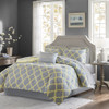 Grey & Yellow Reversible Fretwork Comforter Set AND Matching Sheet Set (Merritt-GreyYellow)