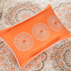 6pc Orange & Taupe Reversible Medallion Coverlet Quilt Set AND Decorative Pillows (Tangiers-Orange-cov)