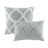 5pc Grey & White Reversible Fretwork Comforter Set AND Decorative Pillows (Kasey-Grey)