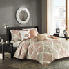 6pc Orange & Brown Leaf Diamond Coverlet Quilt Set AND Decorative Pillows (Claire-Orange-cov)