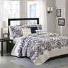 6pc Navy Blue & Grey Paisley Coverlet Quilt Set AND Decorative Pillows (Cali-Blue-cov)