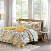 Yellow & Orange Floral Medallion Coverlet Quilt Set AND Decorative Pillows (Nina-Multi-cov)