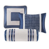 7pc Navy Blue & Silver Geometric Comforter Set AND Decorative Pillows (Genevieve-Navy)