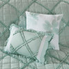 9pc Seafoam & White Floral Ruffled Comforter AND Decorative Pillows (Mindy-Seafoam)