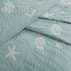 4pc Blue & White Coastal Seashells Coverlet Quilt Set AND Decorative Pillow (Seaside-Blue-Cov)