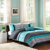 Teal Blue & White Polka Dots Comforter Set AND Decorative Pillow (Chloe-Teal-comf)