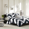 Black Grey & White Chevron Reversible Comforter Set AND Decorative Pillow (Libra-Black-comf)