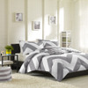 Grey & White Chevron Reversible Comforter Set  AND Decorative Pillow