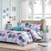 Purple Pink & Teal Large Polka Dots Comforter Set AND Decorative Pillow (Carly-Purple-comf)