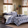 Traditional Blue & White Plaid Comforter Set AND Decorative Pillow (Elliot-Blue-comf)