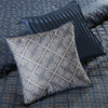  6pc Navy Blue & Grey Ombre Duvet Cover Bedding Set AND Decorative Pillows (Biloxi-Navy-duv)
