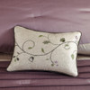 7pc Purple & Grey Embroidered Floral Comforter Set AND Decorative Pillows (Serene-Purple)