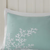 Aqua Blue Seaside Coral Motif Cotton Comforter AND Decorative Shams (Coastline-Blue)