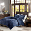 Navy Blue Ultra Plush Corduroy Comforter AND Decorative Shams (Parker-Blue)