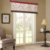 Deep Red Beige & Brown Embroidered Floral Window Valance - Rod Pocket (Serene-Red-val)